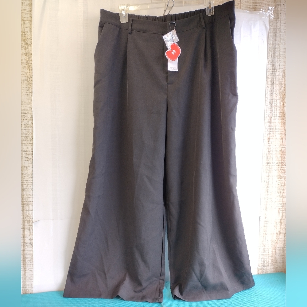 NWT Cider Womens Wide Leg High Rise Pleated Trousers Pants Elastic Waist 3XL - Picture 13 of 13